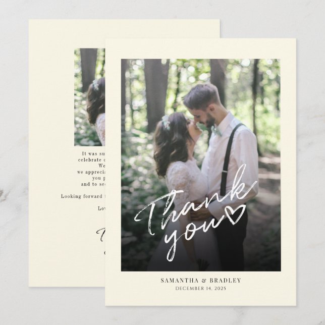 Modern Photo Wedding Thank You Card (Front/Back)