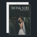 Modern Photo Wedding Thank You Card W Note<br><div class="desc">Modern photo wedding Thank You Card with note</div>