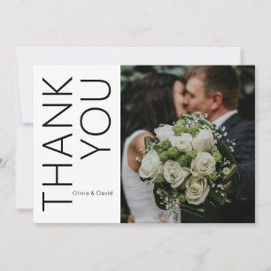 Modern Photo Wedding Thank You Card with Message