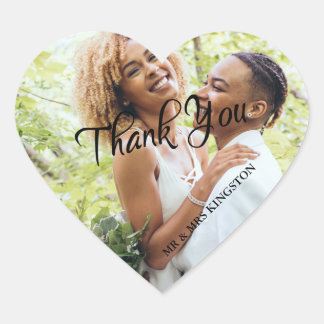 Modern Photo Wedding Thank You Favour Stickers