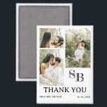 Modern Photo Wedding Thank You Magnet<br><div class="desc">Introducing the Modern Photo Wedding Thank You Magnet, a stylish and thoughtful way to express your gratitude to guests after your wedding. This magnet features a three-photo template, allowing you to showcase your favourite wedding day memories in a sleek and modern layout. The magnet also includes a customisable monogram and...</div>