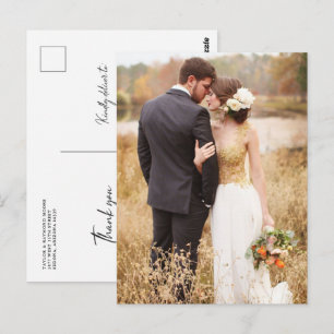 Modern Photo Wedding Thank You Postcard