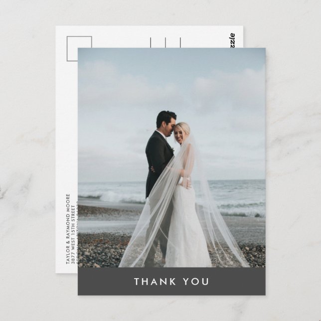 Modern Photo Wedding Thank You  Postcard (Front/Back)