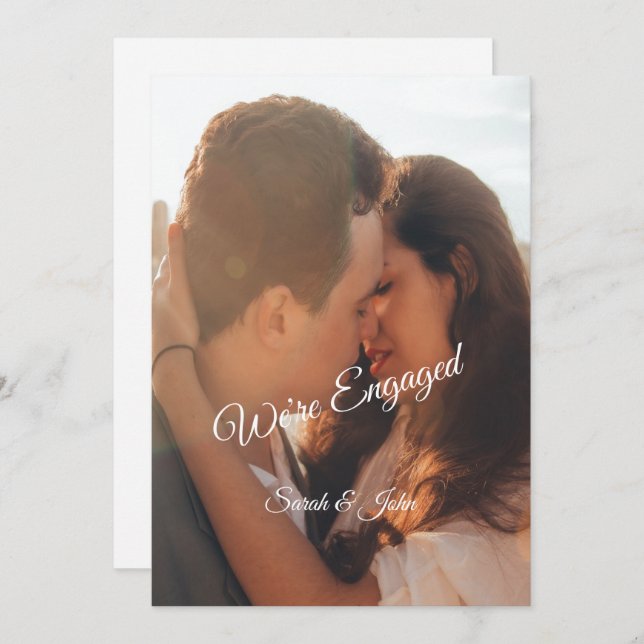 Modern Photo Wedding We’re Engaged Party  Invitation (Front/Back)