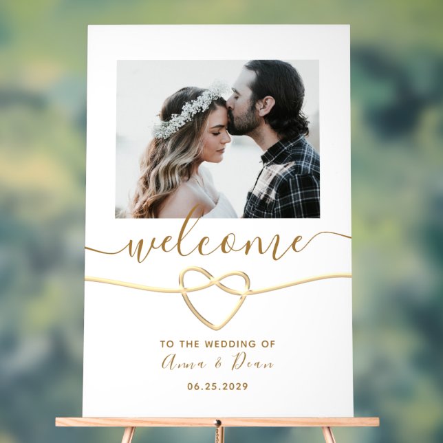 Modern Photo Wedding Welcome Acrylic Sign (Neutral)