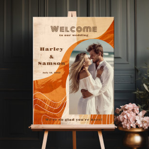 Modern photo wedding welcome sign retro arch desig