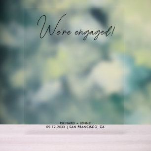 Modern Photo We're Engaged Engagement Acrylic Sign
