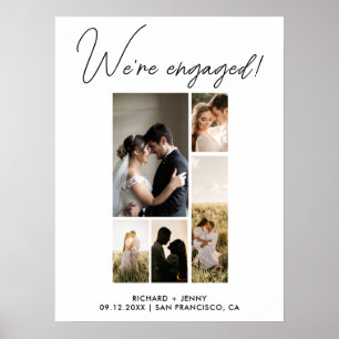 Modern Photo We're Engaged Engagement Party Poster