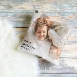 Modern Photo & What Matters Most Positive Quote Cushion<br><div class="desc">Introducing the "Modern Photo & What Matters Most Positive Quote" product, available exclusively on Zazzle! This unique and inspiring product combines the power of modern photography with a positive quote that reminds us of what truly matters in life.The "Modern Photo & What Matters Most Positive Quote" product is available in...</div>