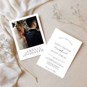 Modern Photo White Wedding Invitation Editable