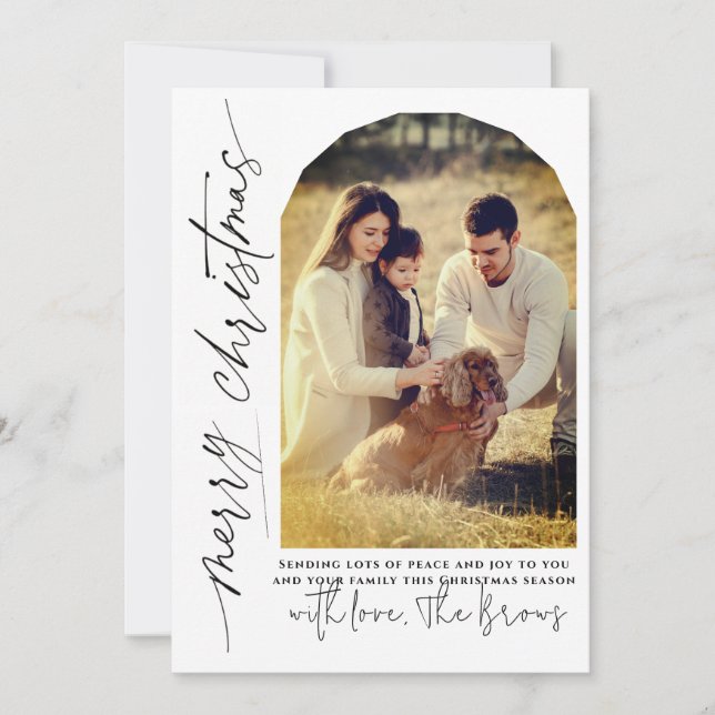 Modern Photo with Arch  Holiday Card (Front)