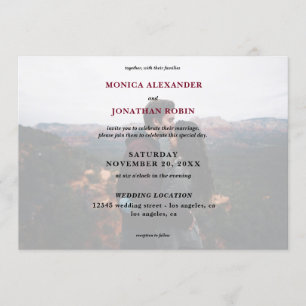 Modern Photo with Burgundy Wedding- Horizontal Invitation