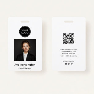Modern Photo with Logo   Custom Employee Name ID Badge