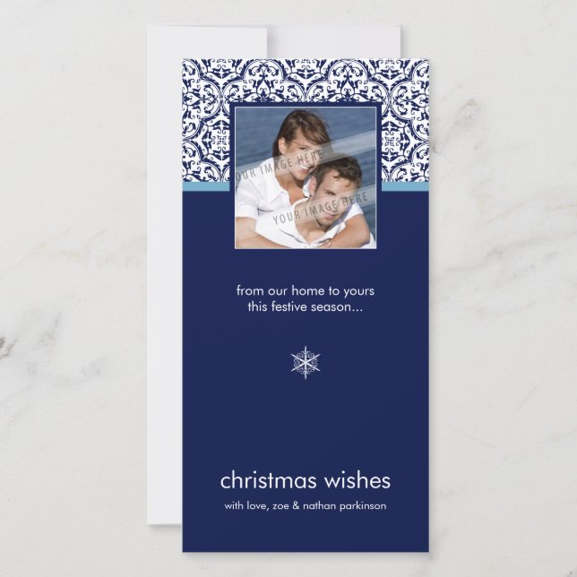 MODERN PHOTOCARD :: simply damask 3 Holiday Card (Front)