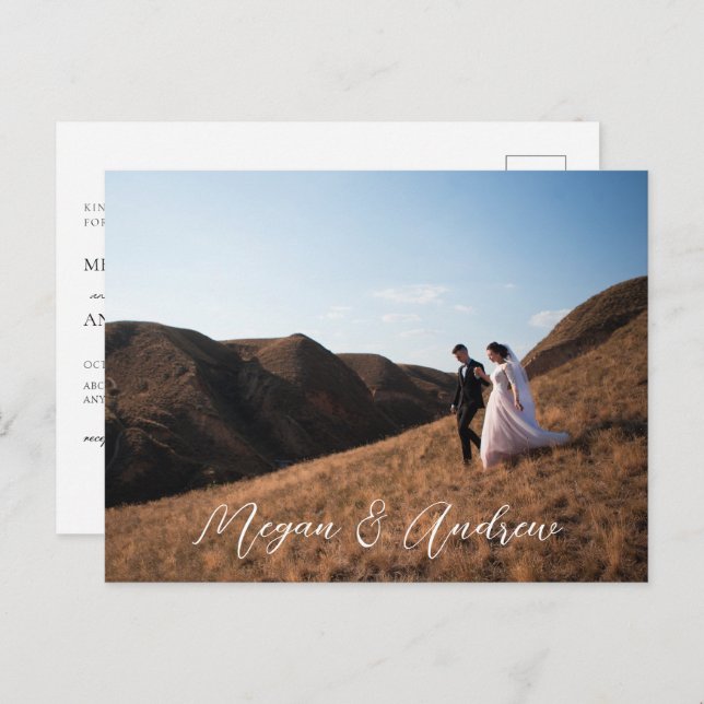 Modern photograph wedding postcard (Front/Back)