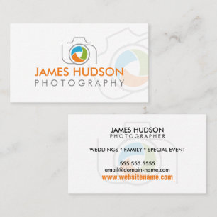 Modern Photographer Camera and Colourful Shutter Business Card