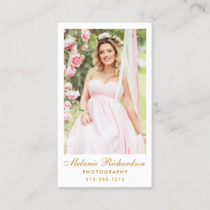 Modern Photographer Gold Script Photo Business Card