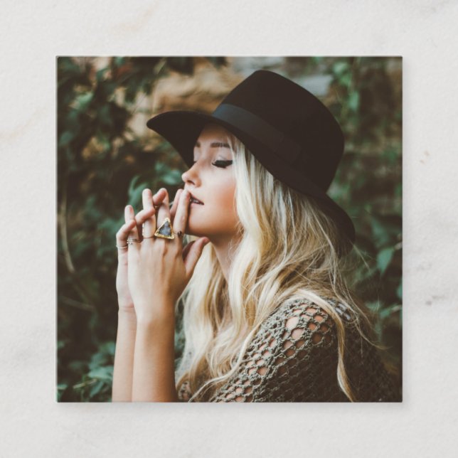 Modern photographer photo simple black and white square business card (Front)