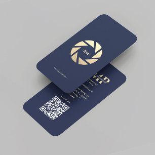 Modern Photographer Photography Blue Gold Lens Business Card