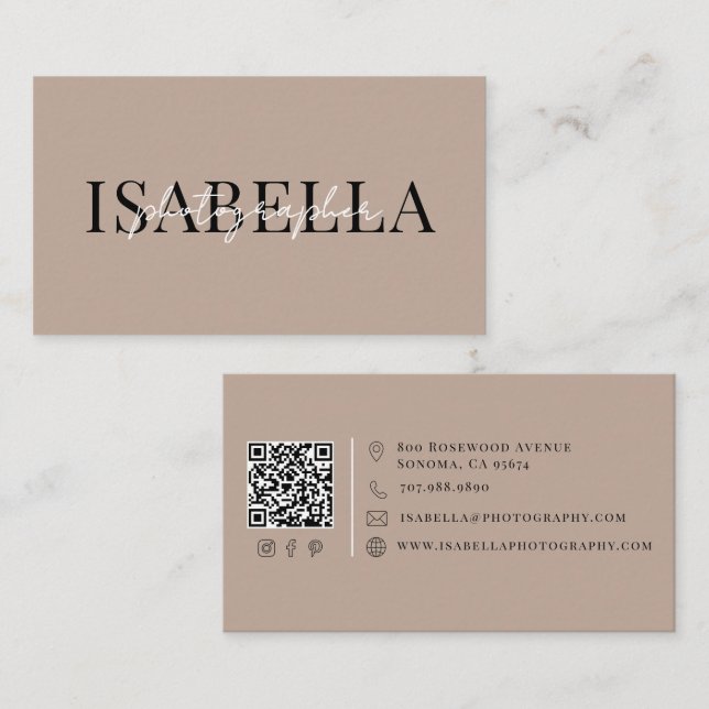 Modern Photographer QR Code Business Card (Front/Back)