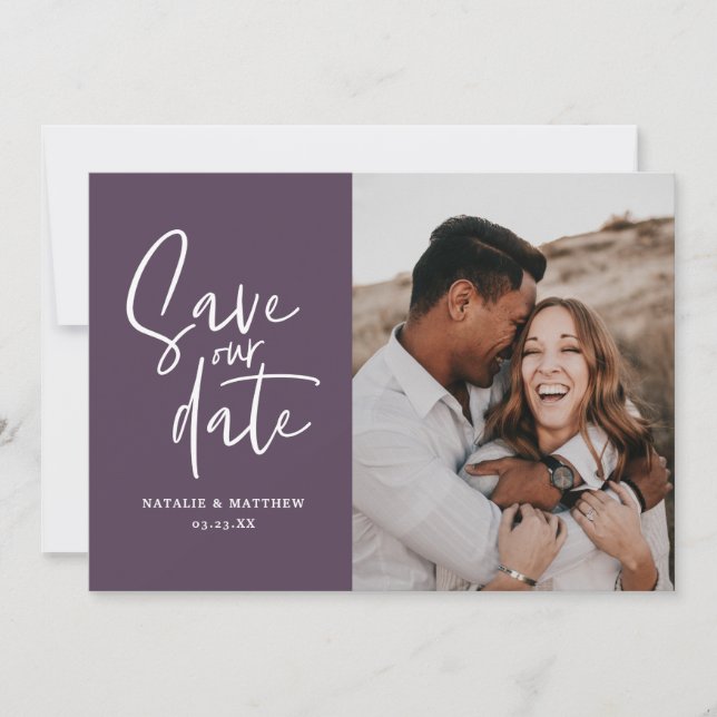 Modern photographic floral wedding save the date (Front)