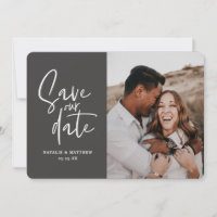 Modern photographic floral wedding save the date