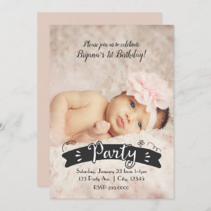 Modern Photography Birthday Party Photo Invitation