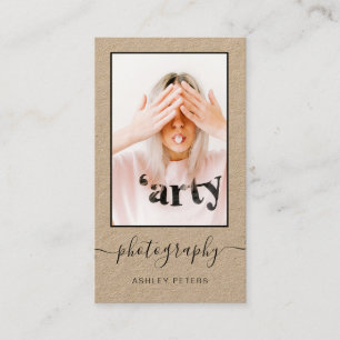 Modern photography black Kraft script photo Business Card