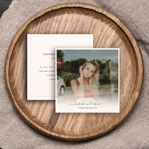 Modern Photography Calligraphy Script Trendy Square Business Card