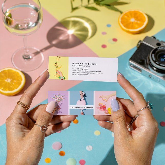 Modern photography chic photo collage photographer mini business card (Modern photography chic photo collage photographer)