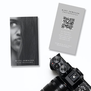 Modern Photography Full Photo Stylish Grey Business Card