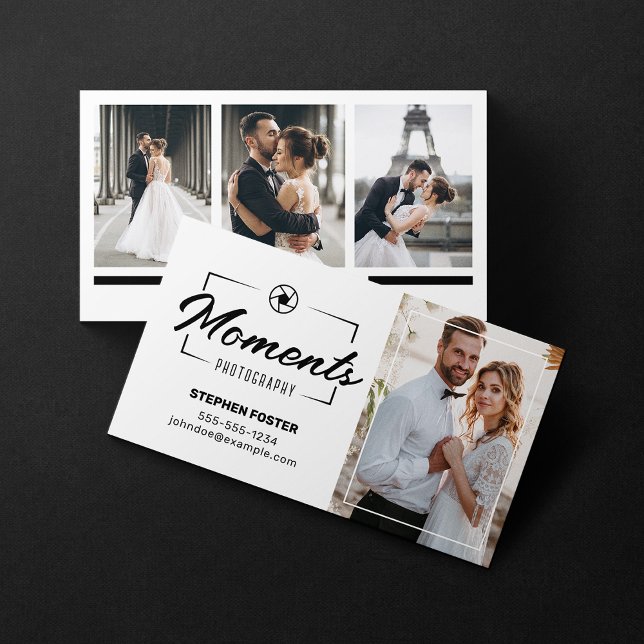 Modern Photography Photo Collage Wedding Photo Business Card (Creator Uploaded)