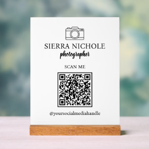 Modern Photography QR Code Business Card Acrylic Sign