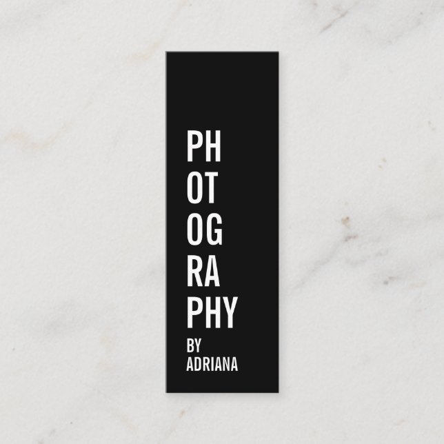 Modern photography trendy chic photo photographer mini business card (Front)