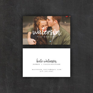 Modern Photography White Script   Business Cards
