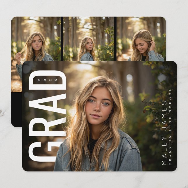 Modern PhotoPop Class of Graduation Announcement (Front/Back)