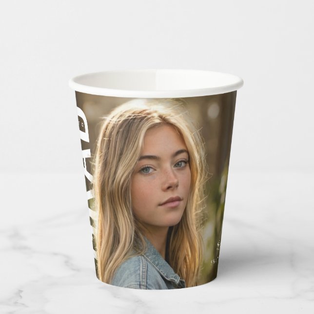 Modern PhotoPop Class of Graduation Paper Cups (Left)