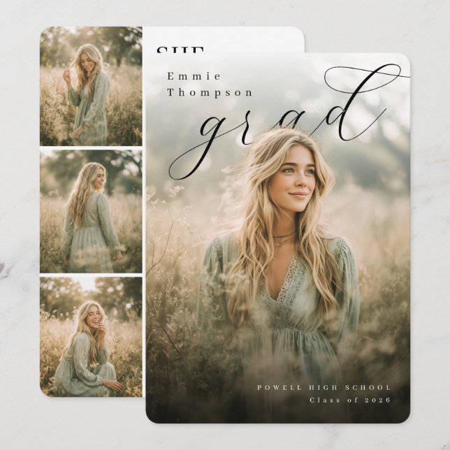 Modern PhotoPop Collage Graduation Party Invitation (Front/Back)