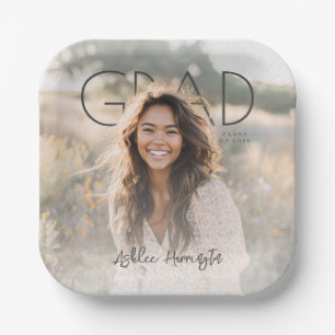 Modern PhotoPop Graduation Paper Plate