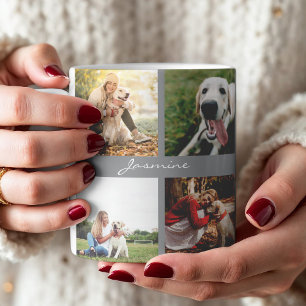 Modern Photos Collage Dog Grey Coffee Mug
