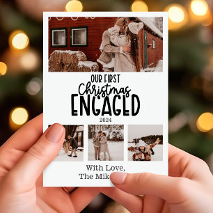 Modern Photos First Christmas Engaged Holiday Card