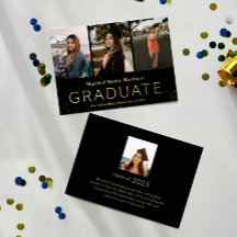 Modern Photos Graduation Gold Foil Announcement