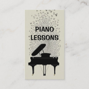 Modern Piano Lessons Butterflies Flying Above Business Card