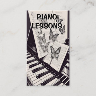 Modern Piano Lessons with Butterflies Business Card