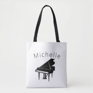 modern piano music all-over tote bag with name