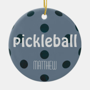 Modern Pickleball Monogram Name Ceramic Ornament