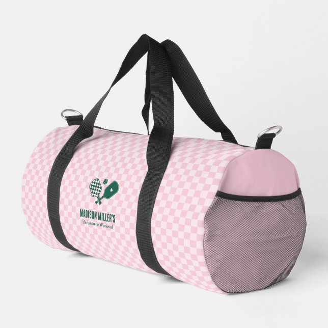 Modern Pickleball & Prosecco Bachelorette Weekend Duffle Bag (Right Corner)