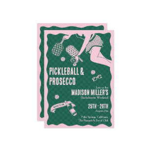 Modern Pickleball & Prosecco Bachelorette Weekend Invitation