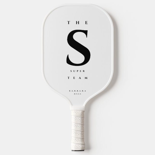 Modern Pickleball Team Pickleball Player Monogram Paddle (Front)
