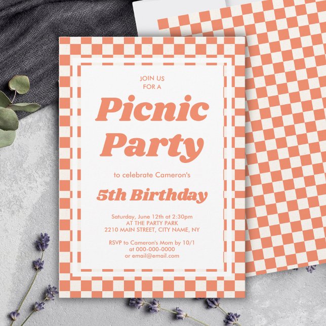 Modern Picnic Party Birthday Invitation (Modern Picnic Party Birthday Invitation
)